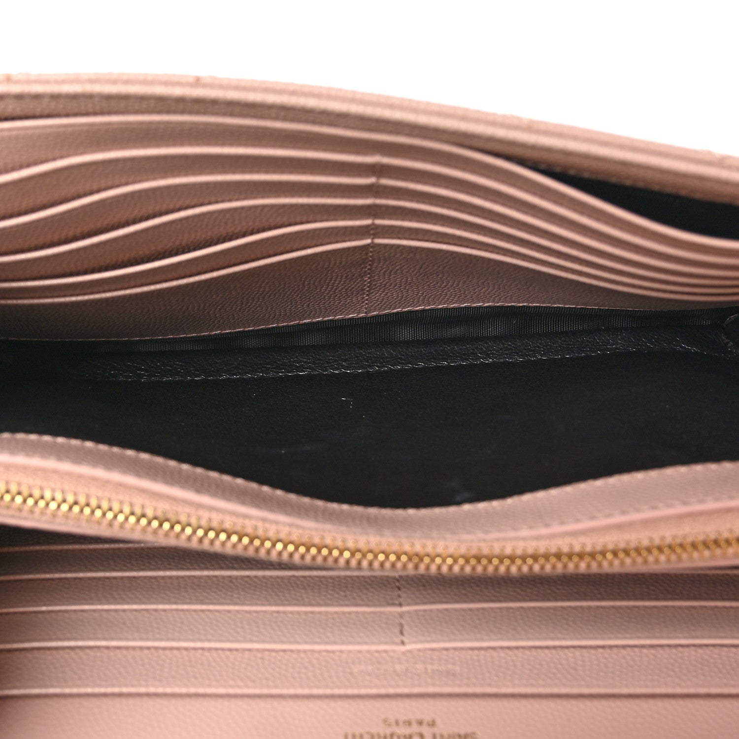 Saint Laurent Grain De Poudre Matelasse Chevron Monogram Chain Wallet Pale Pink 6 of 10