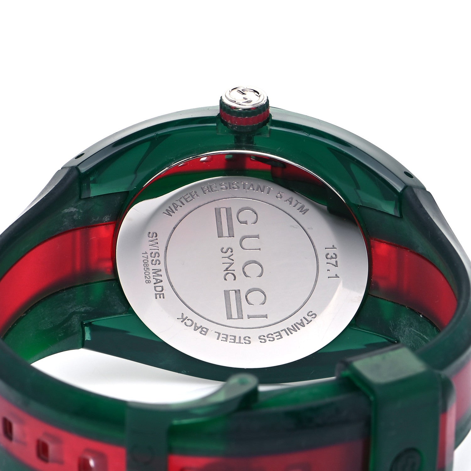 Gucci Stainless Steel Rubber 46mm Sync Web Quartz Watch Green 4 of 5