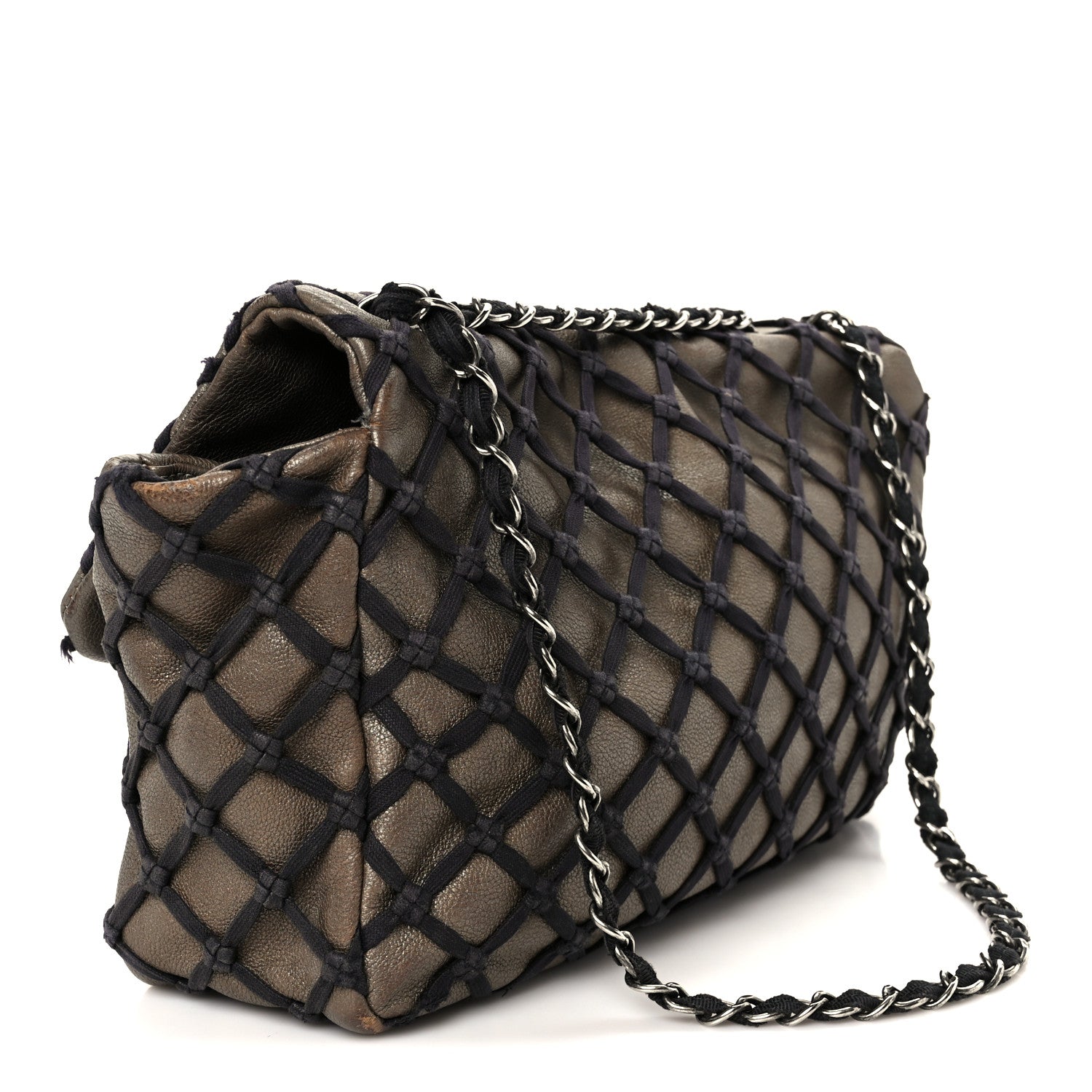 Chanel Calfskin Jumbo Canebiers Net Flap Brown 3 of 13