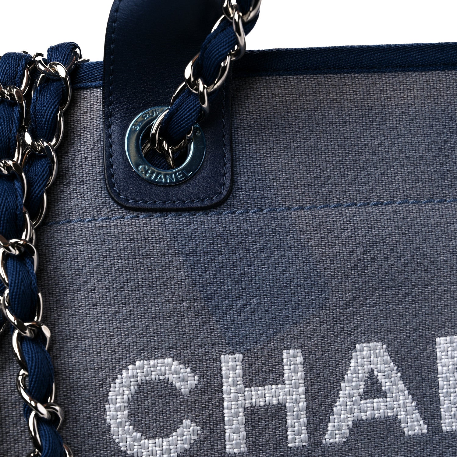 Chanel Canvas Medium Deauville Tote Blue 14 of 15