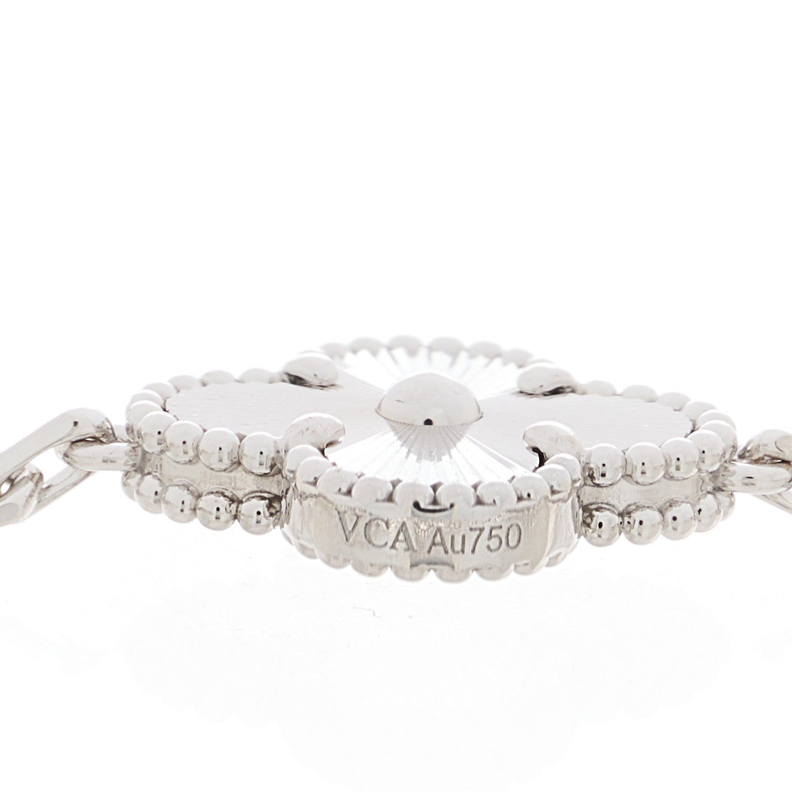 Van Cleef & Arpels 18K White Gold 5 Motifs Guilloche Vintage Alhambra Bracelet 4 of 5