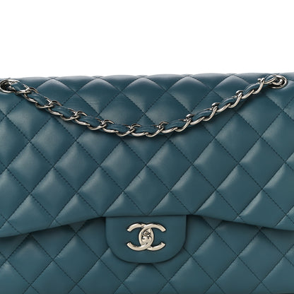 Chanel Lambskin Quilted Jumbo Double Flap Blue 7 of 19