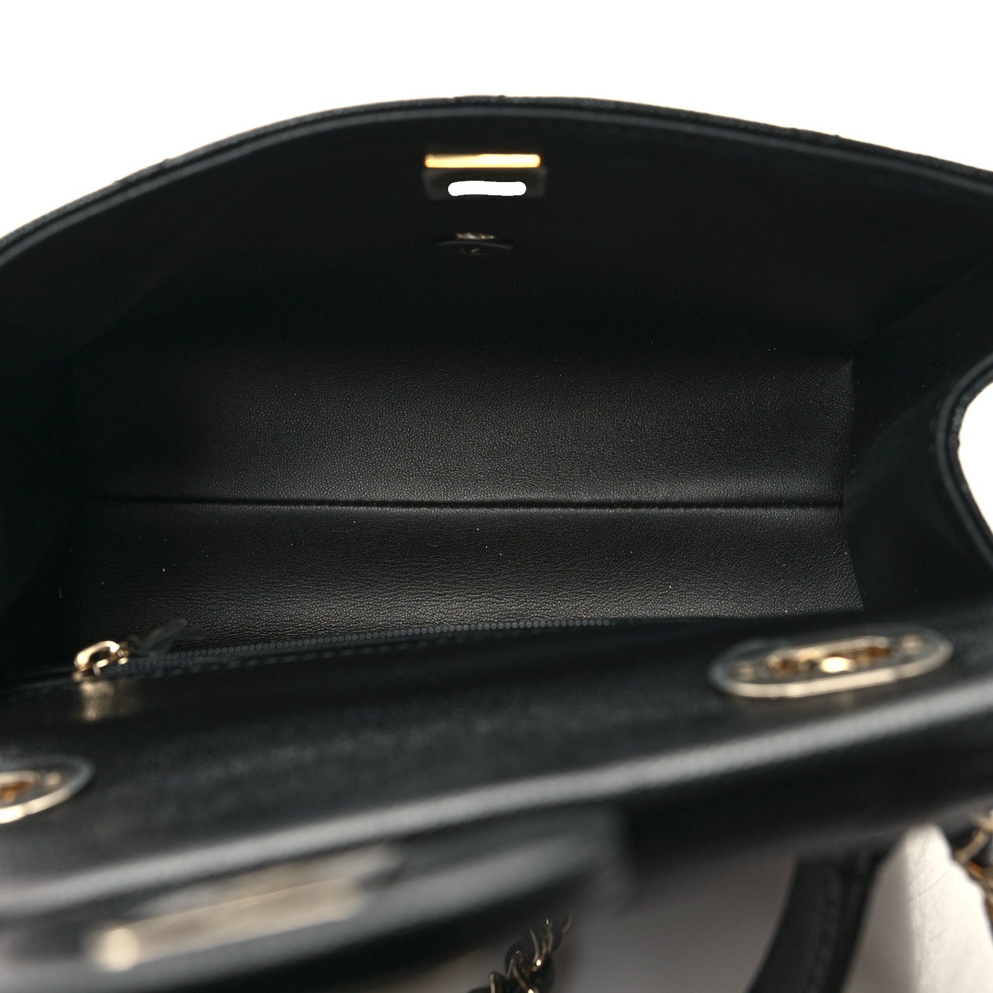 Caviar Quilted Mini Retro Twist Top Handle Flap Black