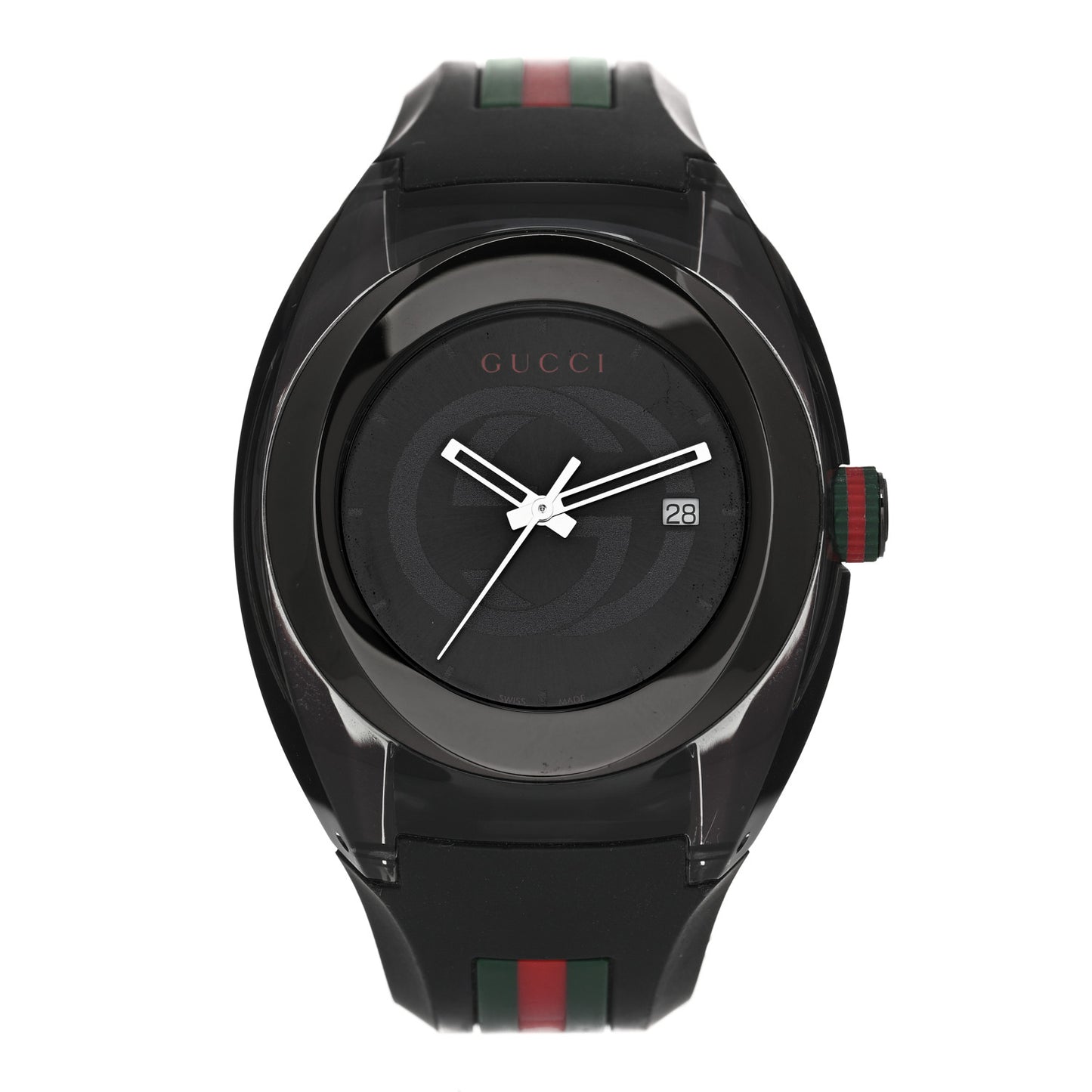 Stainless Steel Rubber 46mm Sync Web Quartz Watch Black