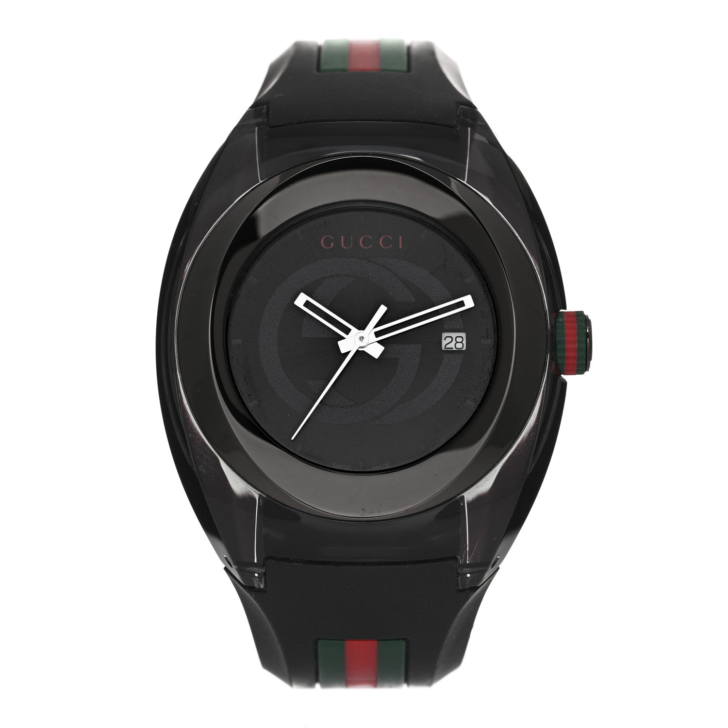 Gucci Stainless Steel Rubber 46mm Sync Web Quartz Watch Black 1 of 4