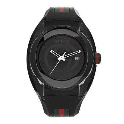 Gucci Stainless Steel Rubber 46mm Sync Web Quartz Watch Black 1 of 4