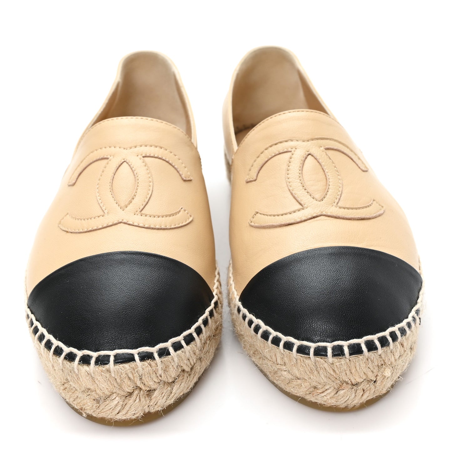 Lambskin CC Espadrilles 37 Beige Black