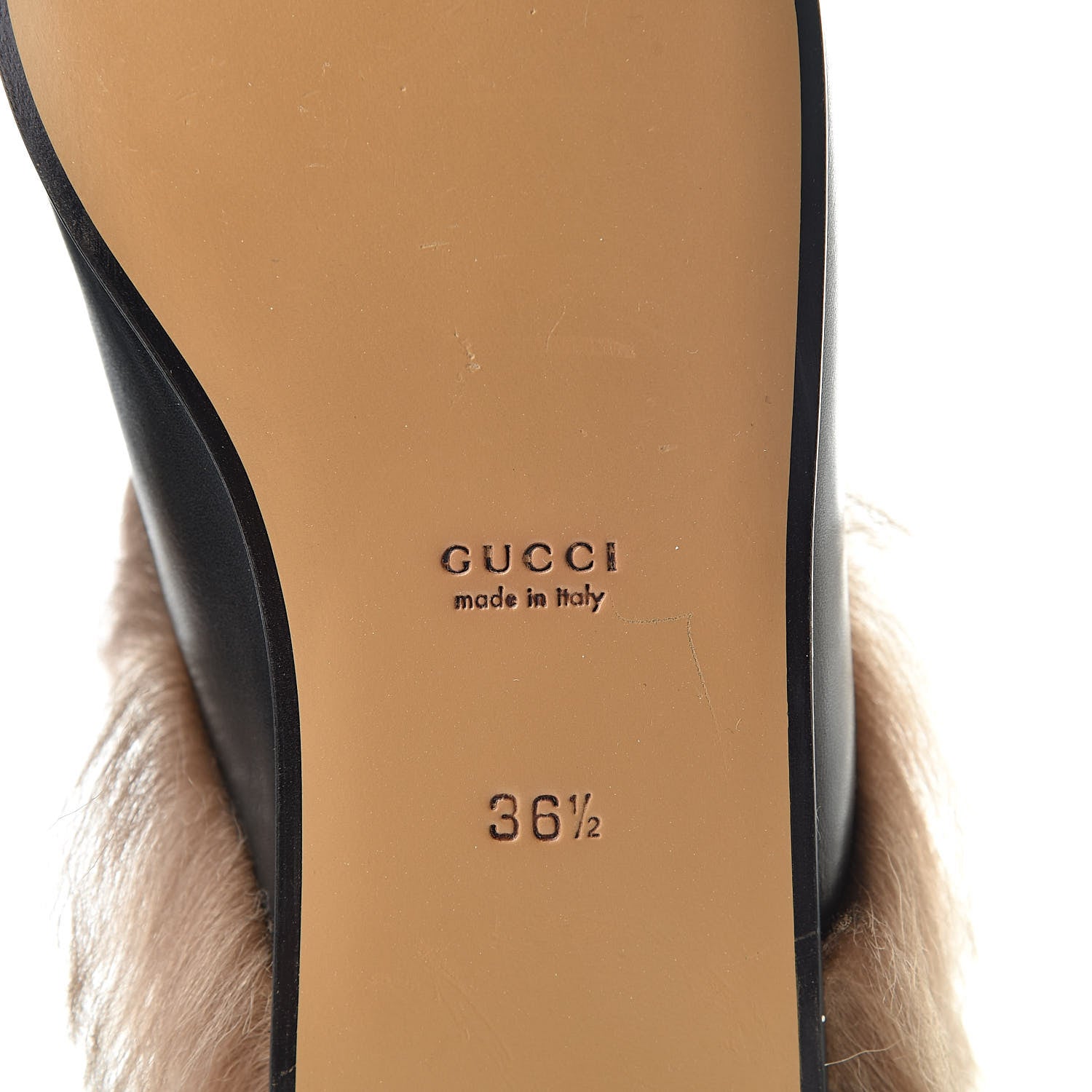 Gucci Calfskin Fur Womens Princetown Slippers 36.5 Black 6 of 9