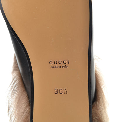 Gucci Calfskin Fur Womens Princetown Slippers 36.5 Black 6 of 9