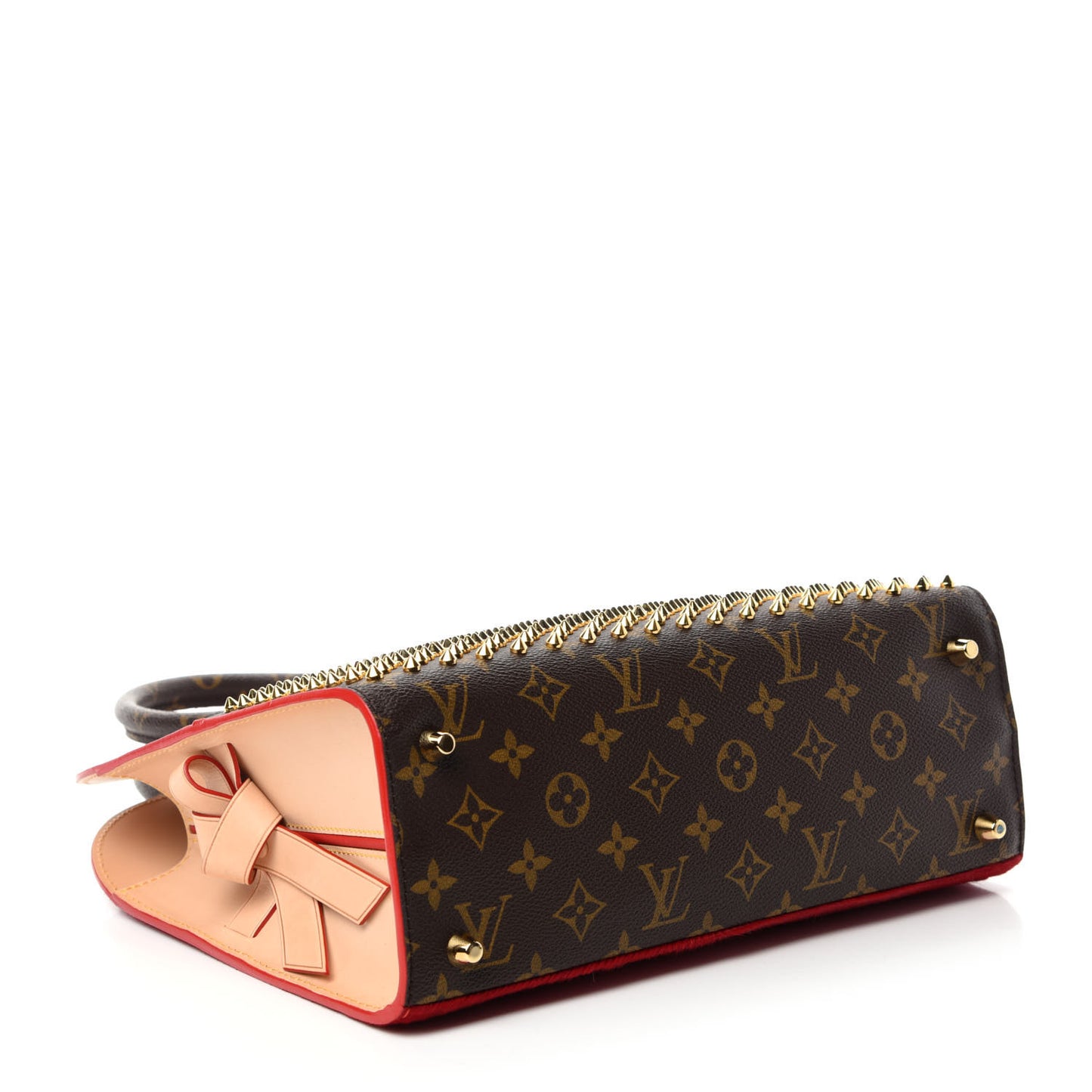 Monogram Calf Hair Spikes Iconoclasts Christian Louboutin Tote Red