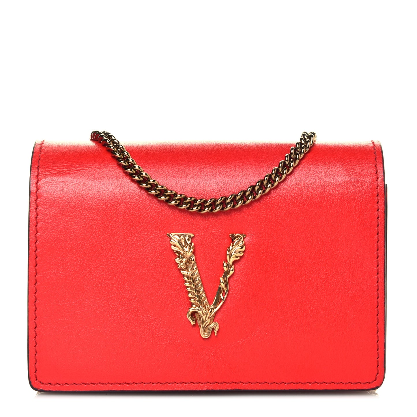 Vitello Mini Virtus Chain Clutch Red