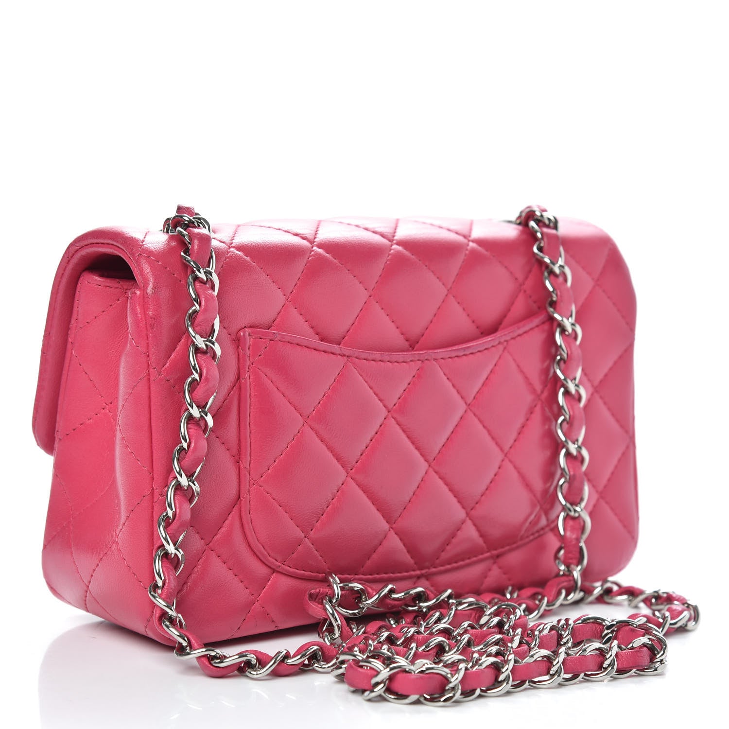 Chanel Lambskin Quilted Mini Rectangular Flap Dark Pink 3 of 14
