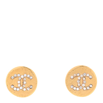 Chanel Crystal Papyrus Stud Earrings Gold 1 of 5