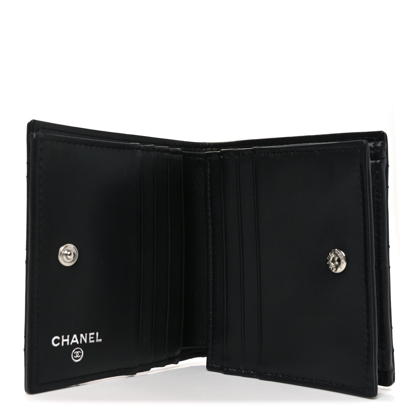 Calfskin Quilted Compact Bifold Wallet So Black