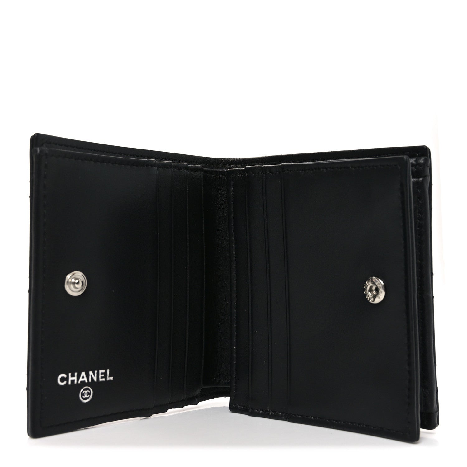 Chanel Calfskin Quilted Compact Bifold Wallet So Black 5 of 8