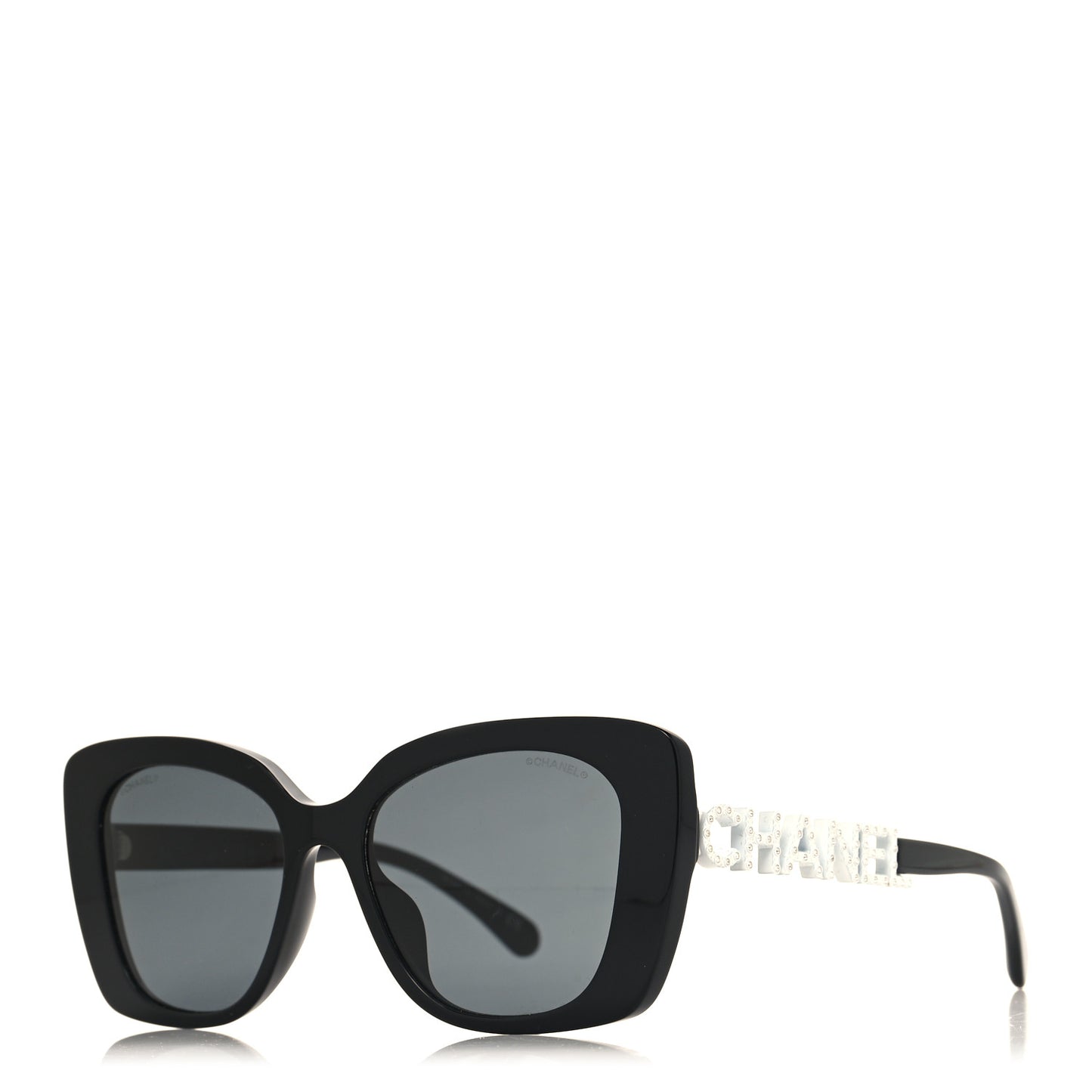 Acetate Strass Square Sunglasses 5422-B-A Black White