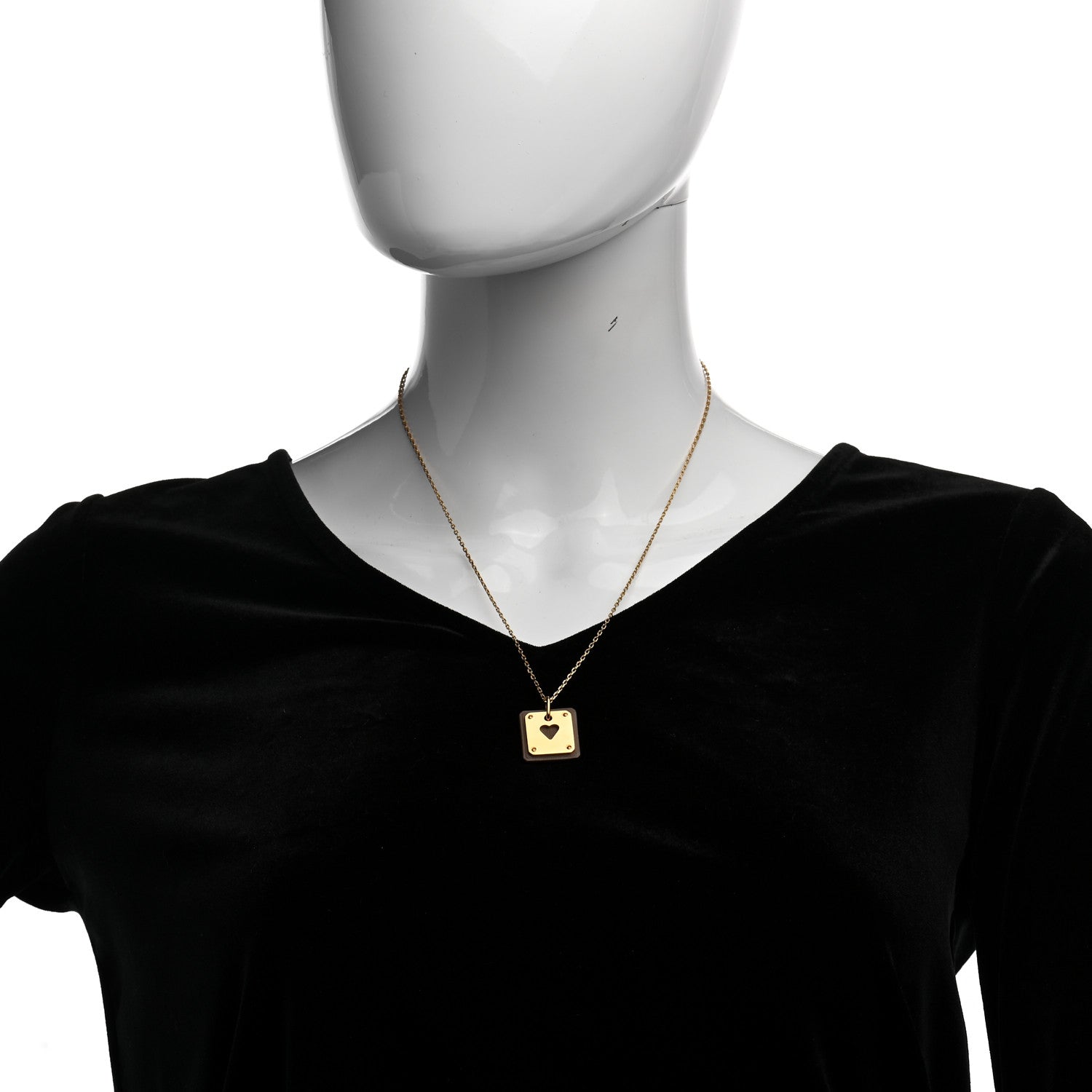 Hermes Gold Plated Swift As De Coeur Necklace Etoupe 2 of 7