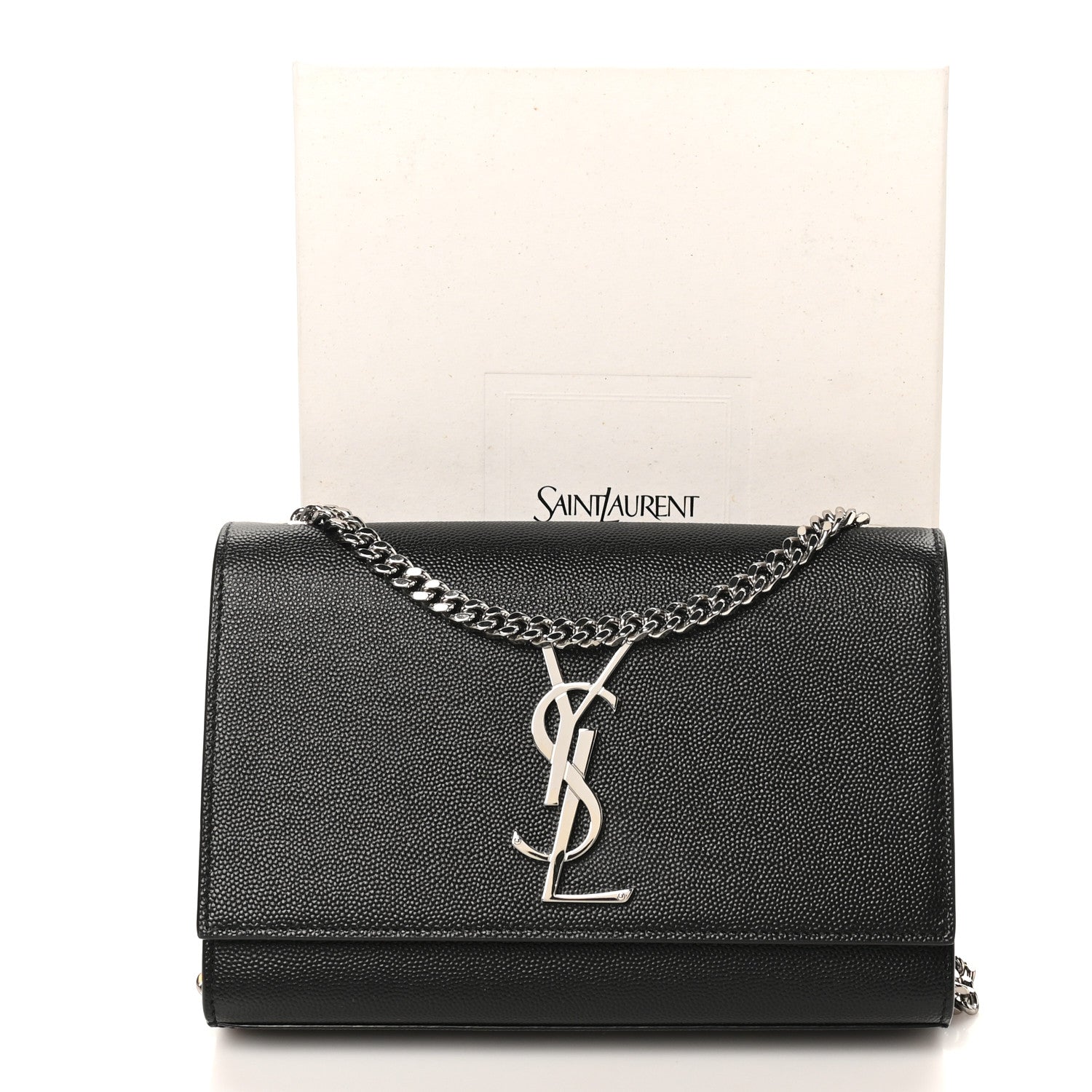 Saint Laurent Grain De Poudre Small Classic Monogram Kate Satchel Black 10 of 10