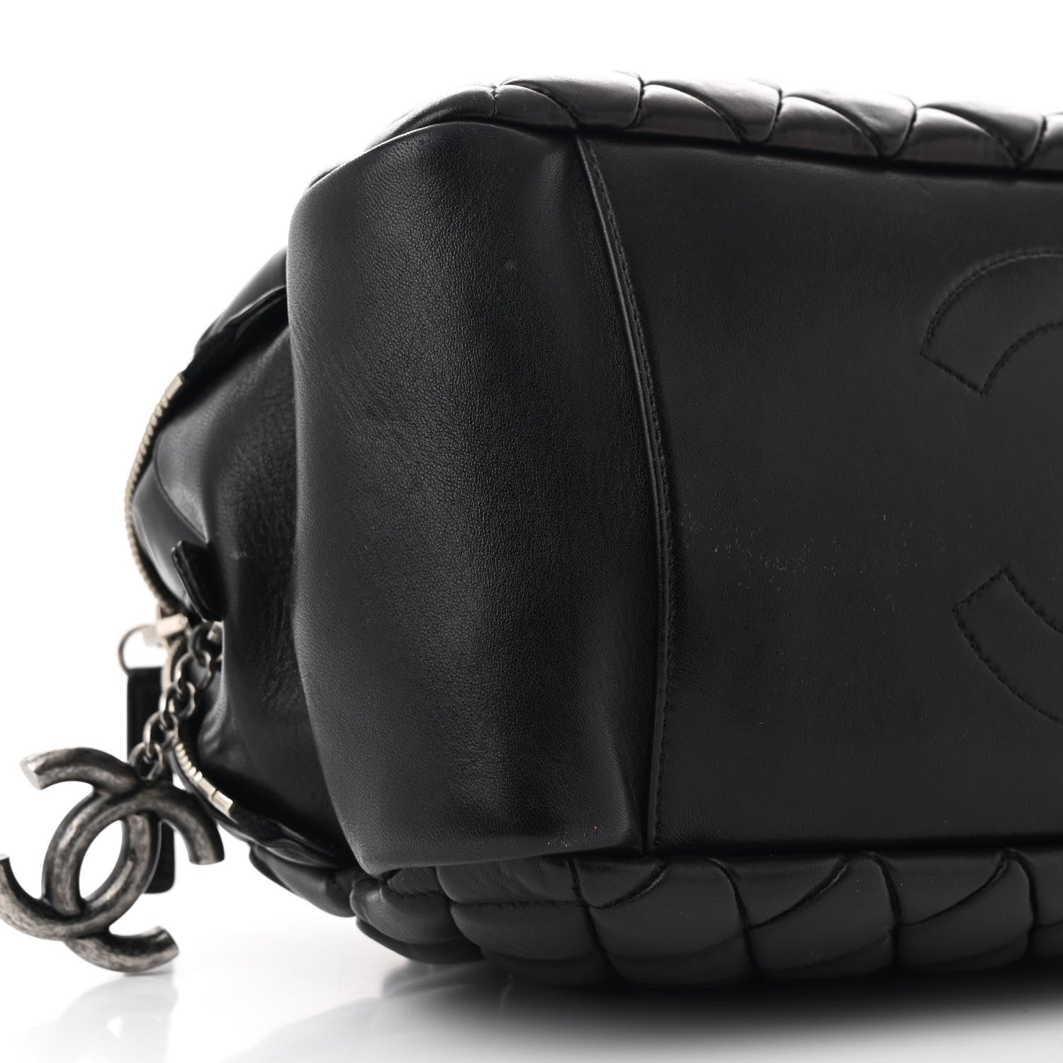 Chanel Lambskin Bubble Quilt Small Double Bowling Bag Black 9 of 10