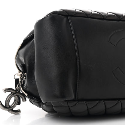 Chanel Lambskin Bubble Quilt Small Double Bowling Bag Black 9 of 10