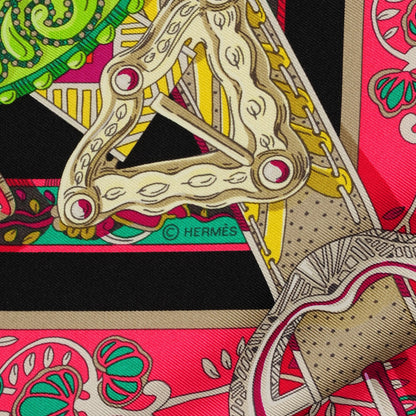 Hermes Silk Le Songe De La Licorne Scarf 90 Black Fuchsia Vert Fluo 4 of 6