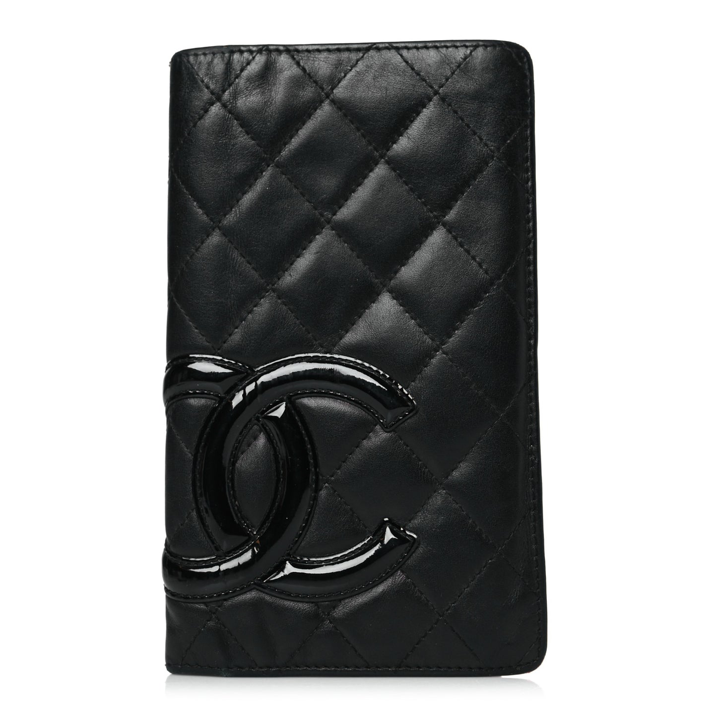 Calfskin Quilted Cambon Yen Wallet Black