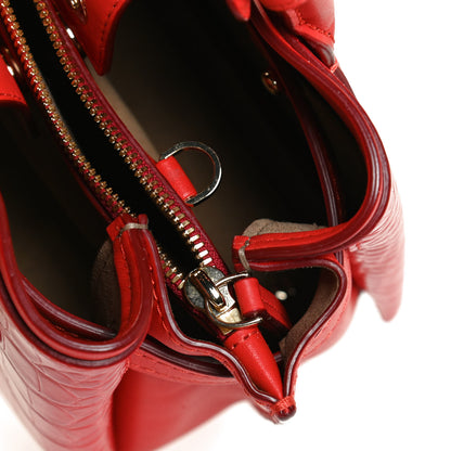 MCM Calfskin Crocodile Embossed Mini Neo Milla Tote Ruby Red 21 of 28