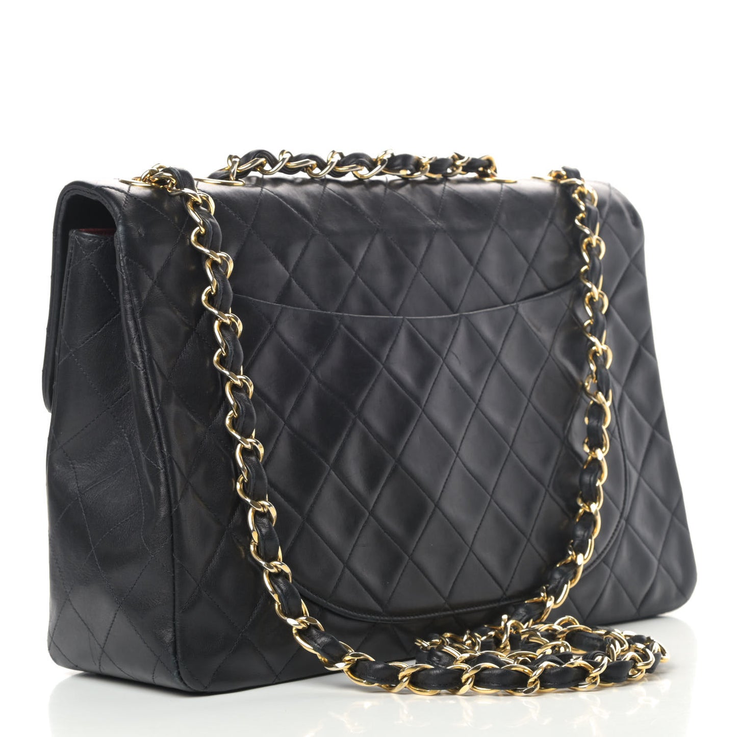 Lambskin Quilted XL Jumbo Single Flap Black