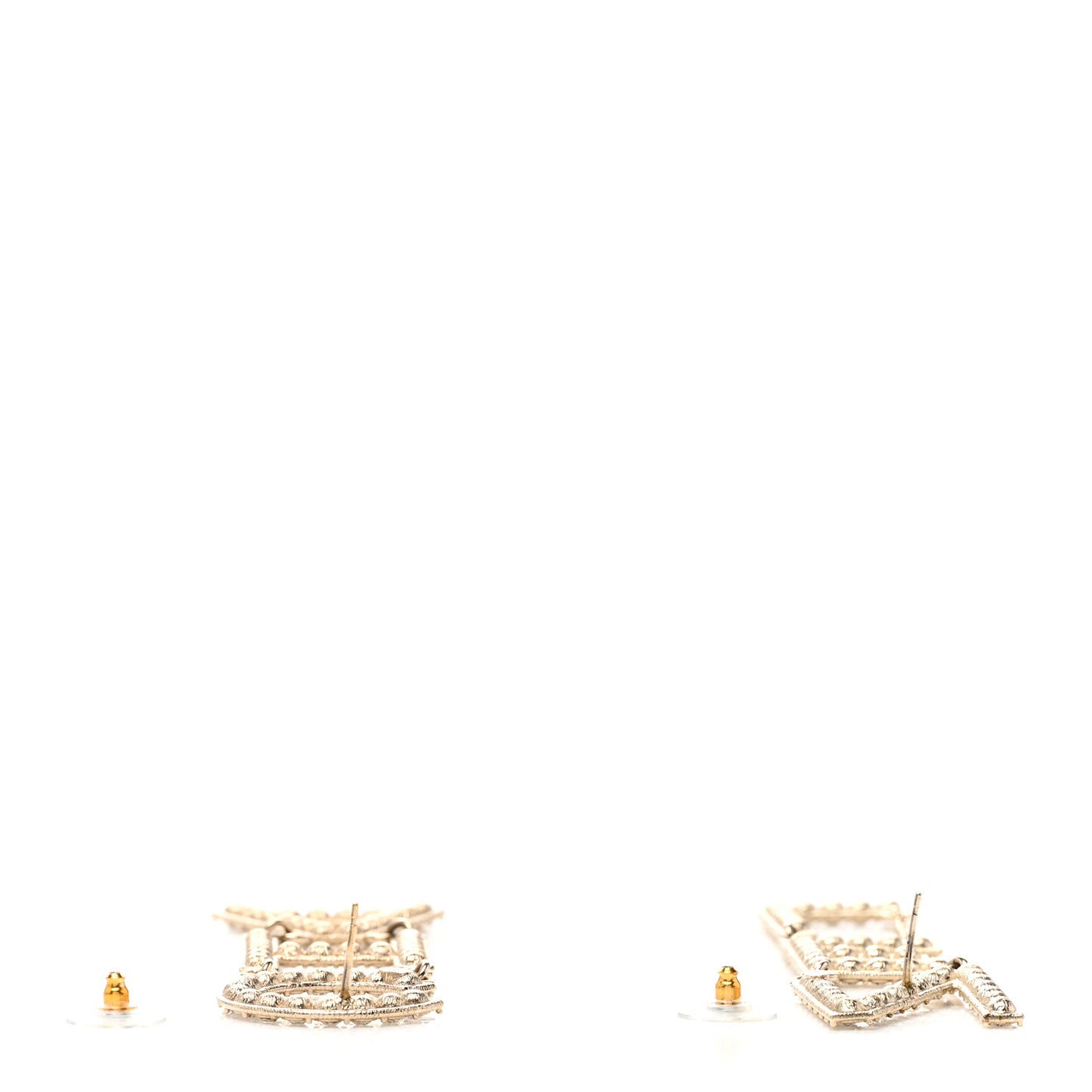 Crystal Cha-Nel Logo Drop Earrings Gold