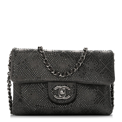 Chanel Iridescent Calfskin Crystal Mini Flap Crossbody Bag Gris Fonce 1 of 11