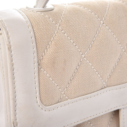 Chanel Lambskin Canvas Quilted Top Handle Flap Bag White 14 of 27
