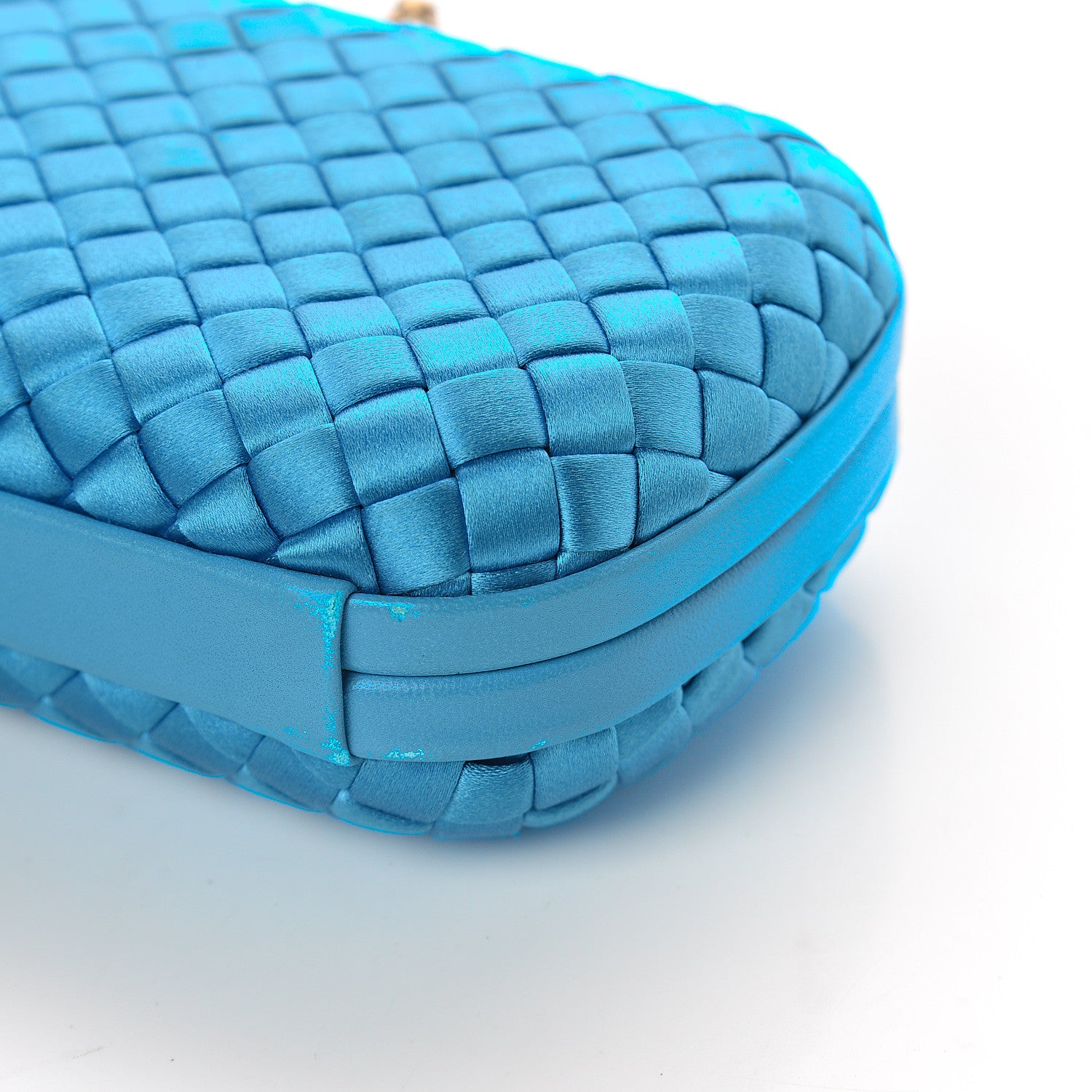 Bottega Veneta Satin Intrecciato Impero Knot Clutch Teal 7 of 7