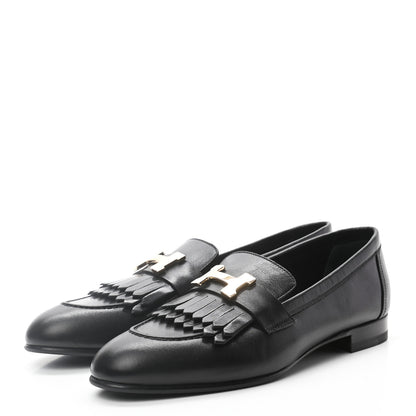 Hermes Goatskin Womens Royal Loafers 36 Black 4 of 8