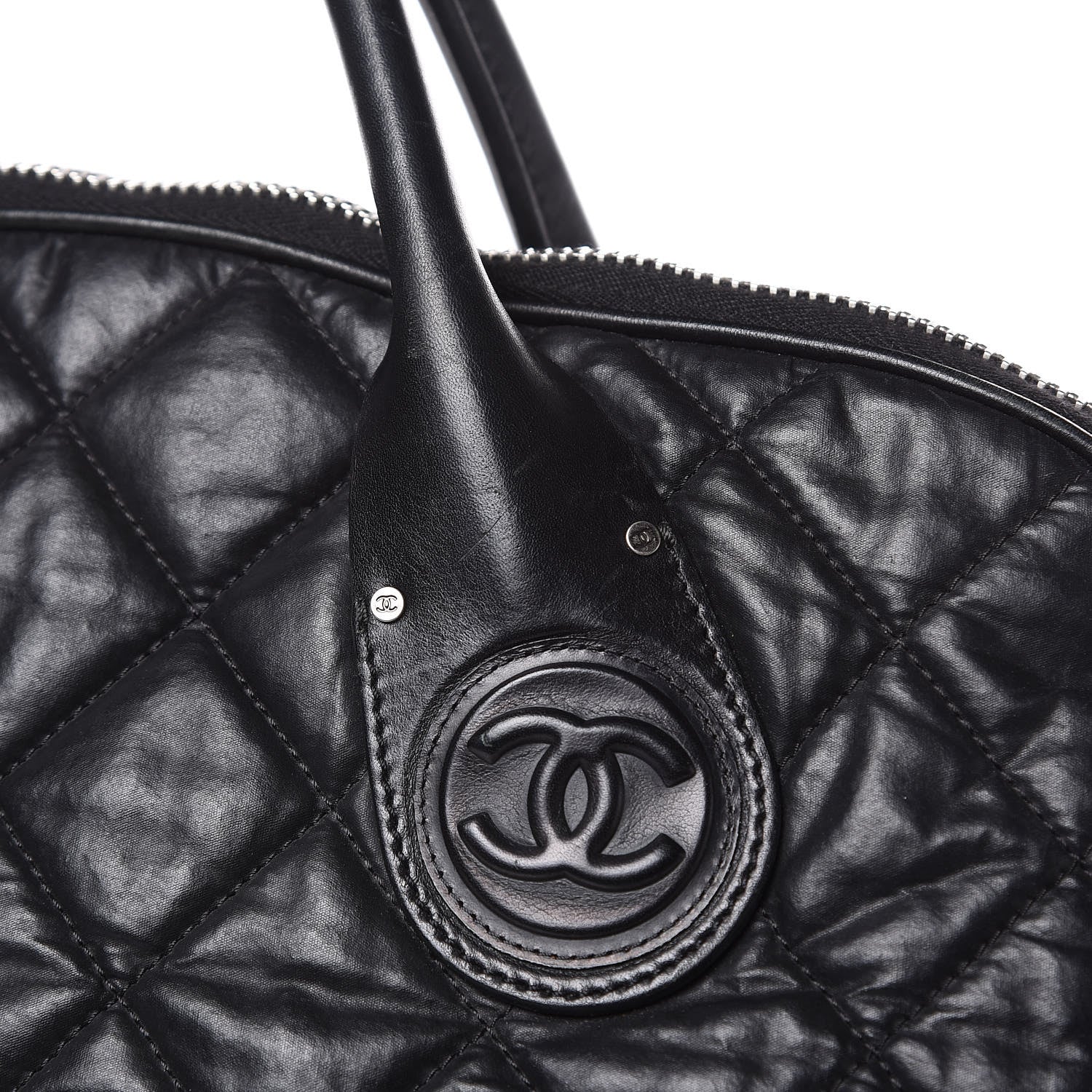 Chanel Coated Canvas Quilted Large Garment Travel Bag Black 15 of 16