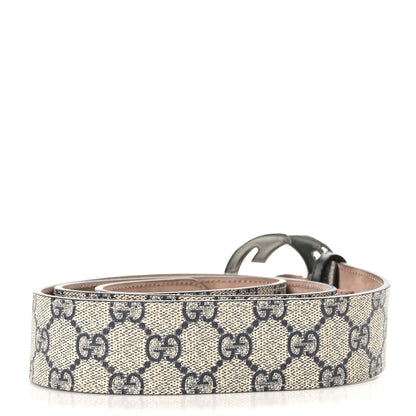 Gucci GG Supreme Monogram Selleria Calfskin Interlocking G 40mm Belt 100 40 Navy 2 of 6