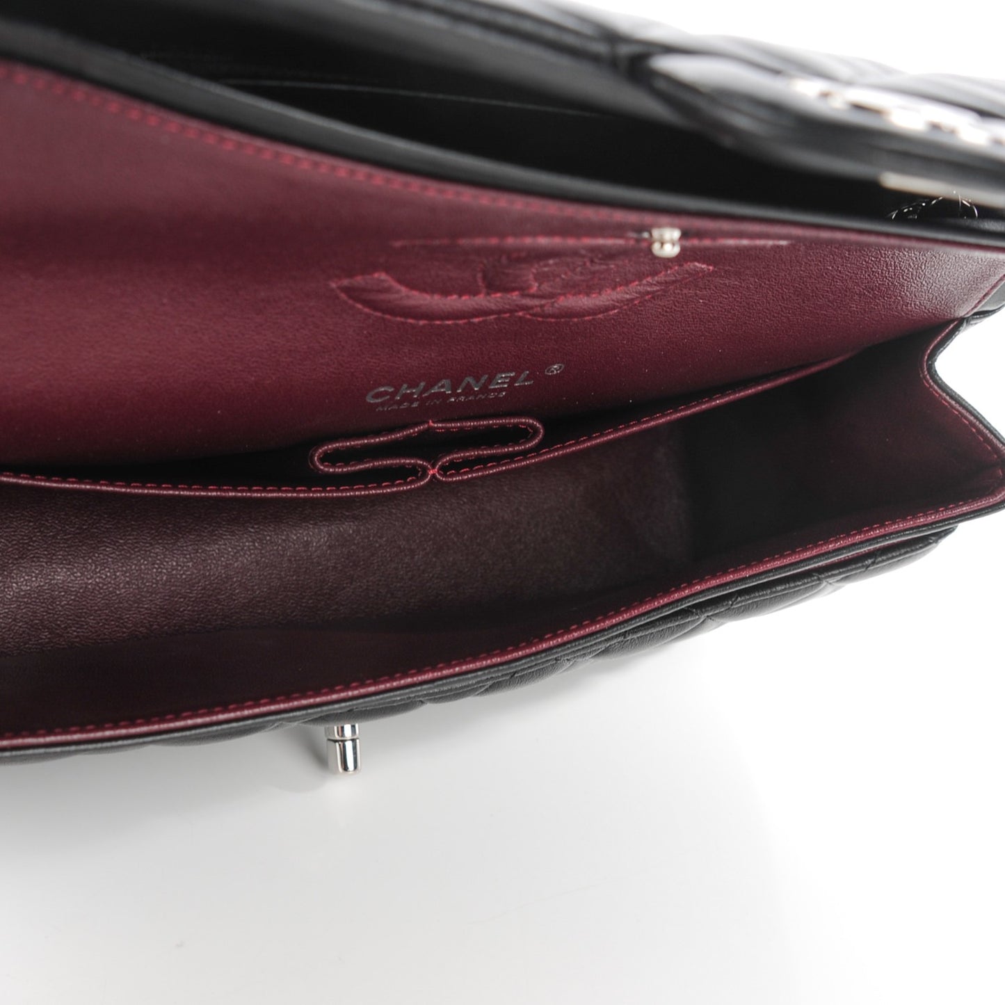 Lambskin Quilted Medium Double Flap Black