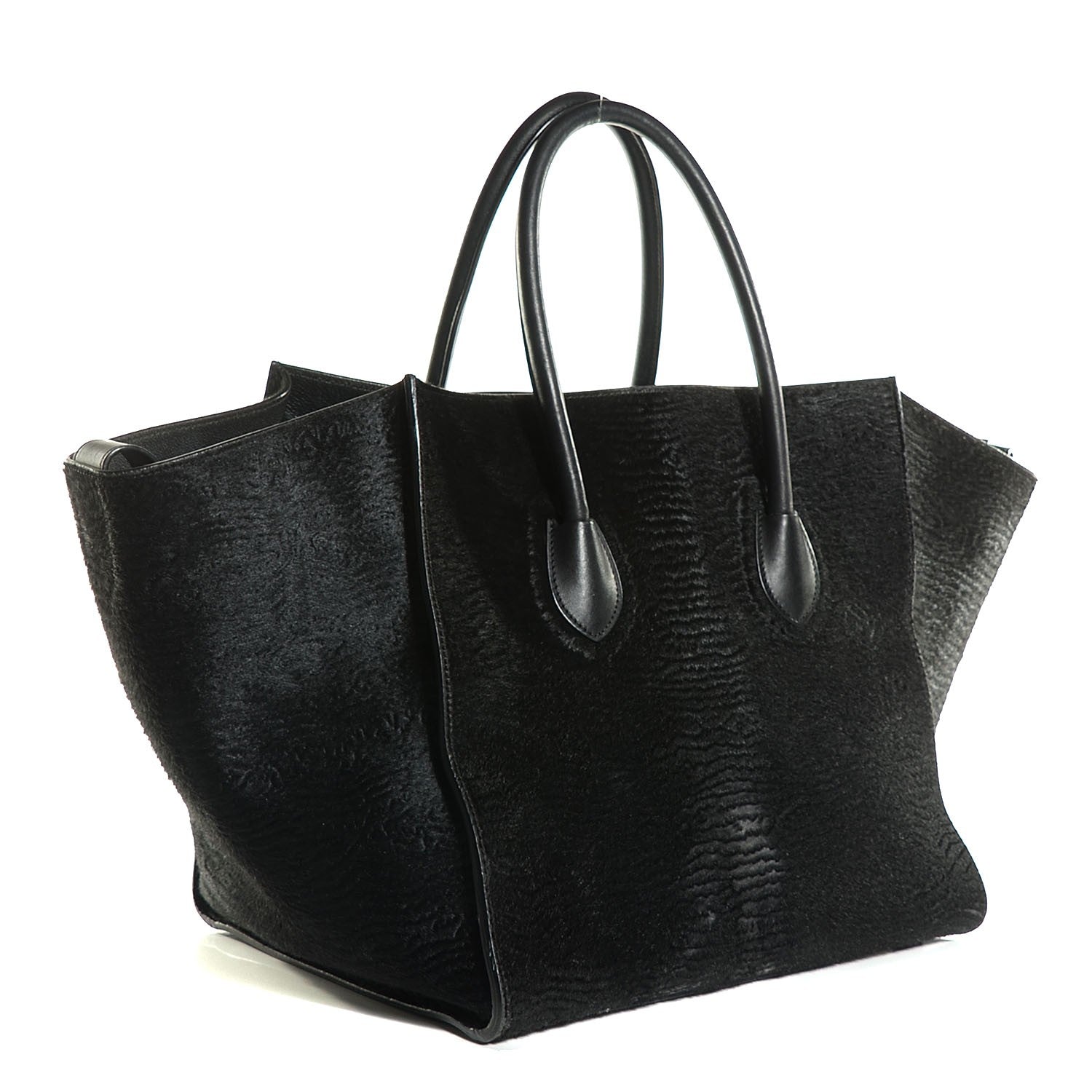 Celine Astrakhan Pony Hair Medium Phantom Luggage Black 3 of 8