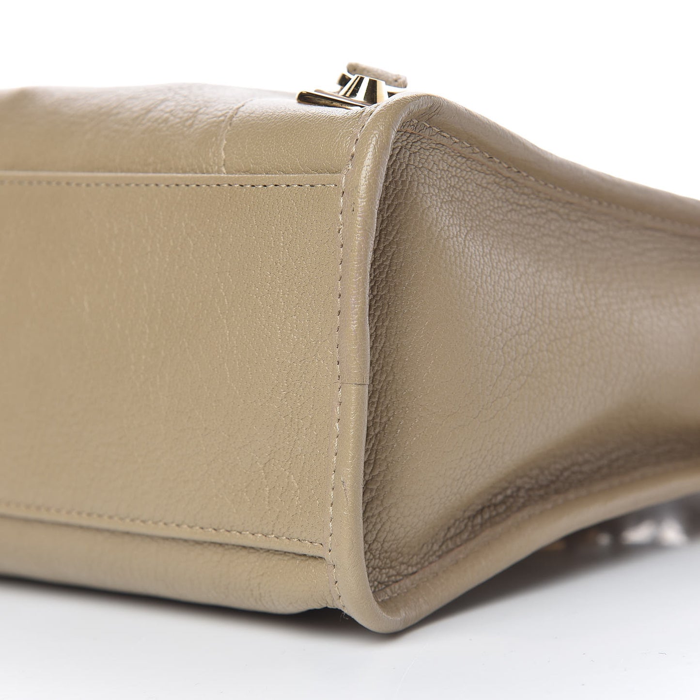 Chevre Gold Metallic Edge Hardware S City Beige Latte