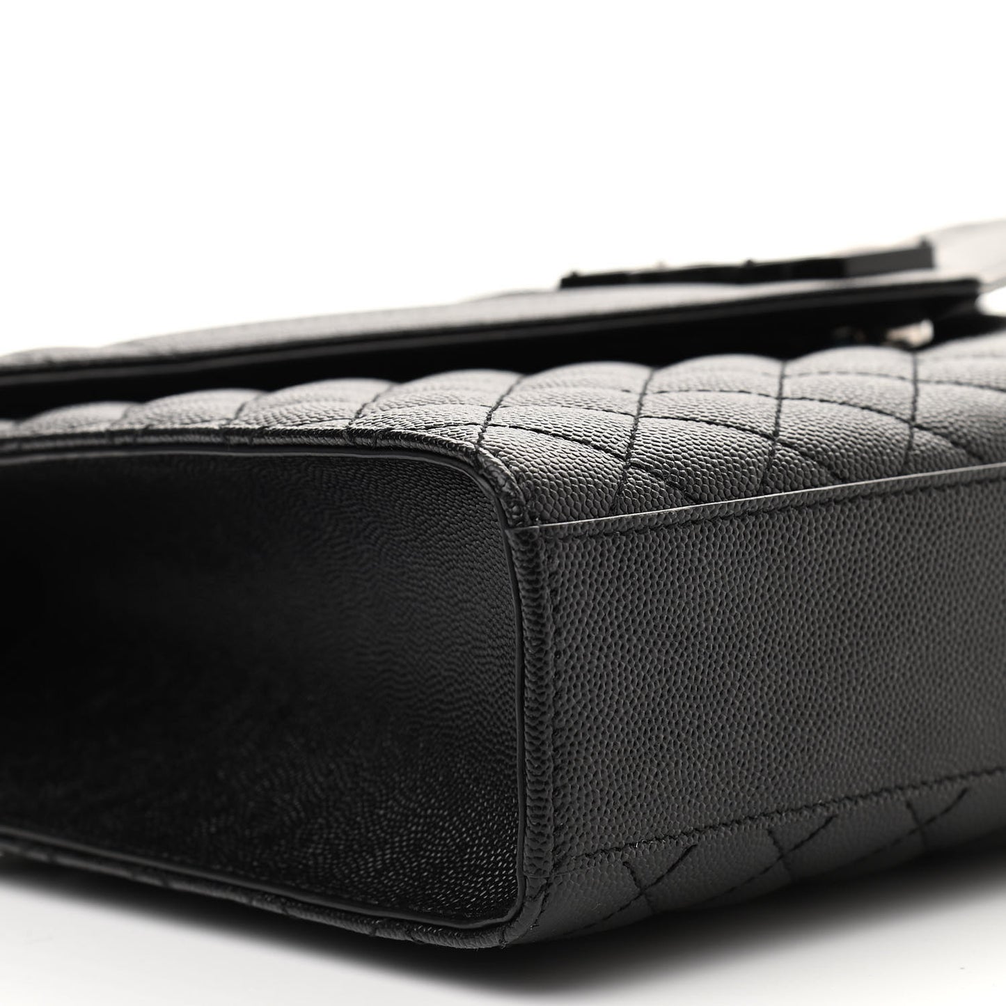 Grain De Poudre Textured Mixed Matelasse Large Triquilt Monogram Monochrome Satchel Black