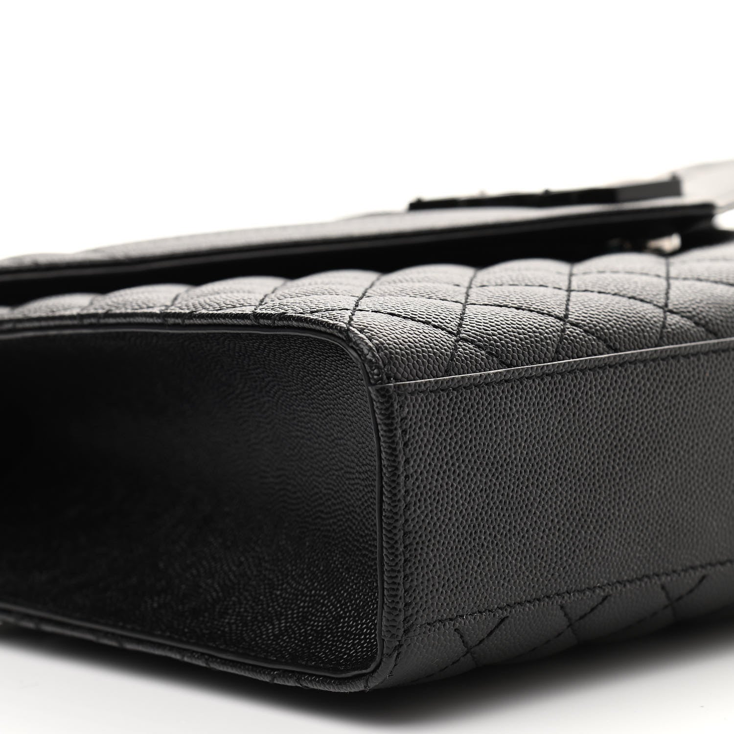 Saint Laurent Grain De Poudre Textured Mixed Matelasse Large Triquilt Monogram Monochrome Satchel Black 10 of 13