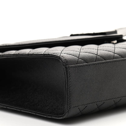 Saint Laurent Grain De Poudre Textured Mixed Matelasse Large Triquilt Monogram Monochrome Satchel Black 10 of 13