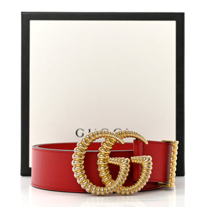 Gucci Moon Calfskin Torchon Double G 40mm Belt 85 34 Hibiscus Red 4 of 4