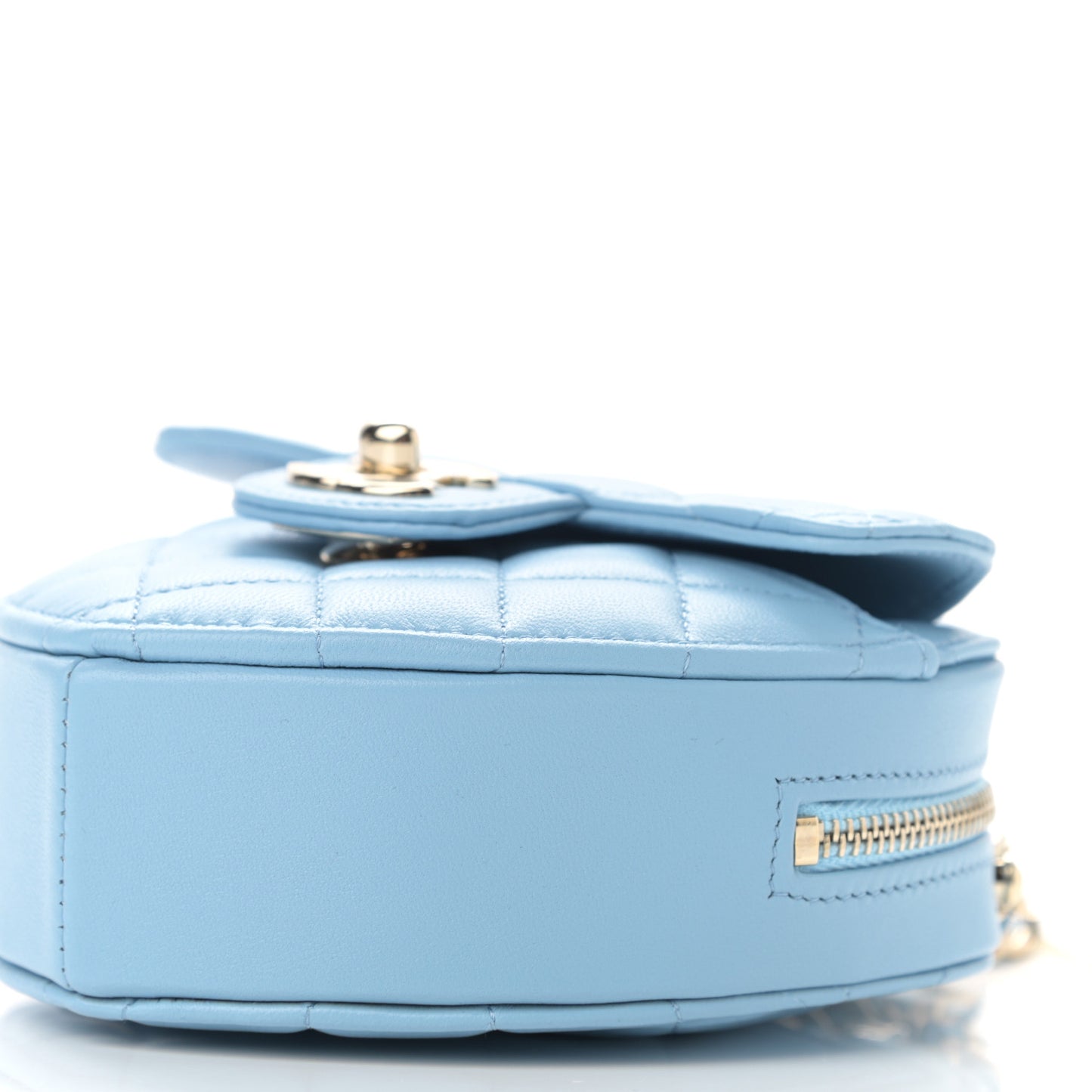 Lambskin Quilted CC In Love Heart Clutch With Chain Light Blue
