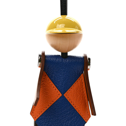 Hermes Chevre Mysore Barenia Jockey Bag Charm Black Bleu France Orange Fauve 3 of 5