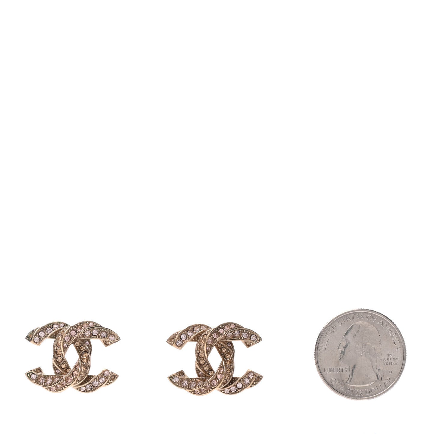 Crystal Twisted CC Earrings Light Gold Pale Pink
