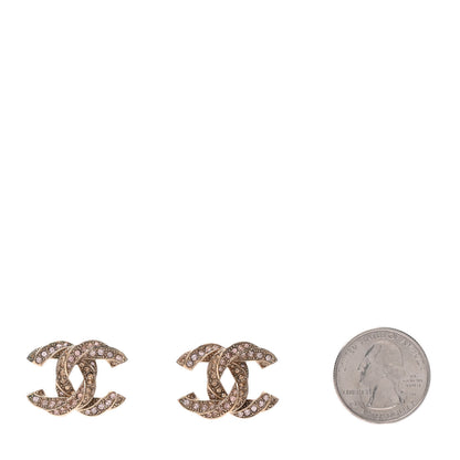 Chanel Crystal Twisted CC Earrings Light Gold Pale Pink 2 of 5