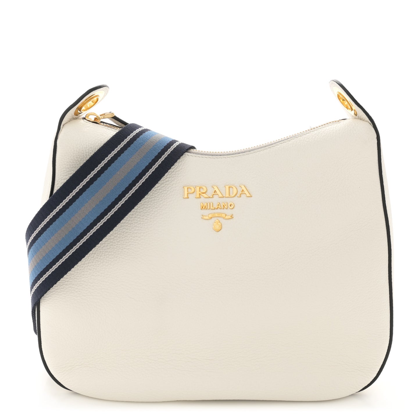 Vitello Phenix Zippered Messenger Hobo White