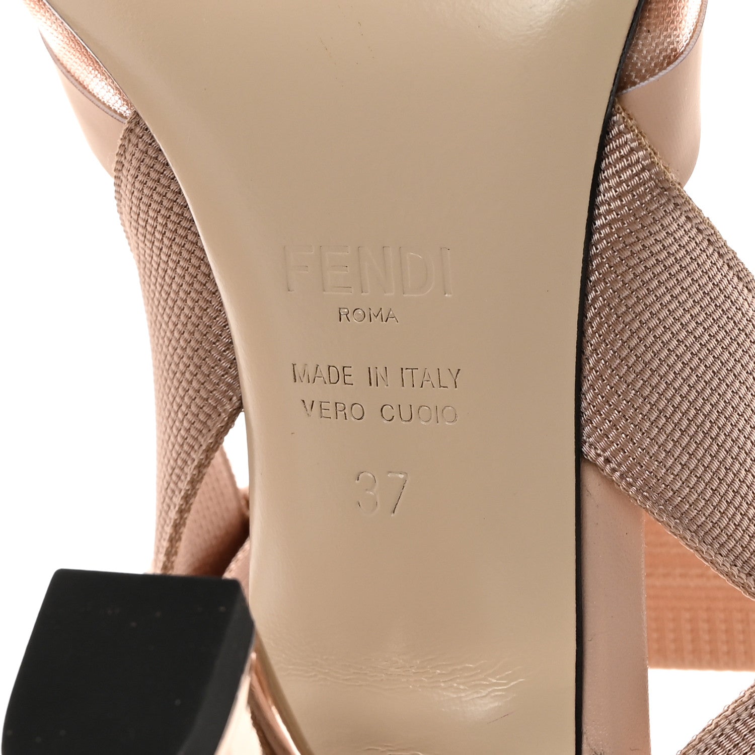 Fendi Technical Mesh FF Colibri 85mm Slingback Pumps 37 Rose Nudo 7 of 7