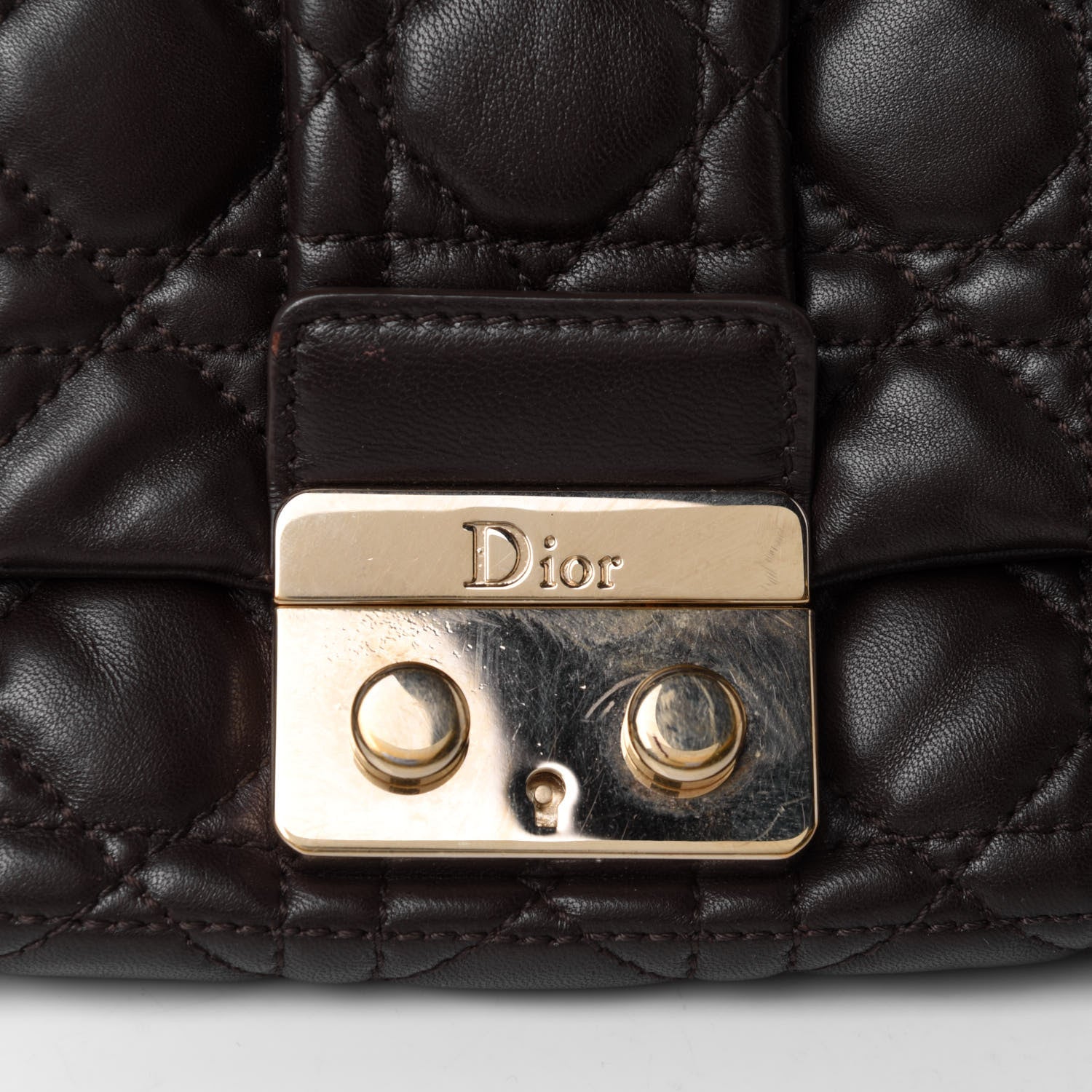 Christian Dior Lambskin Cannage Large New Lock Flap Bag Brown 5 of 5
