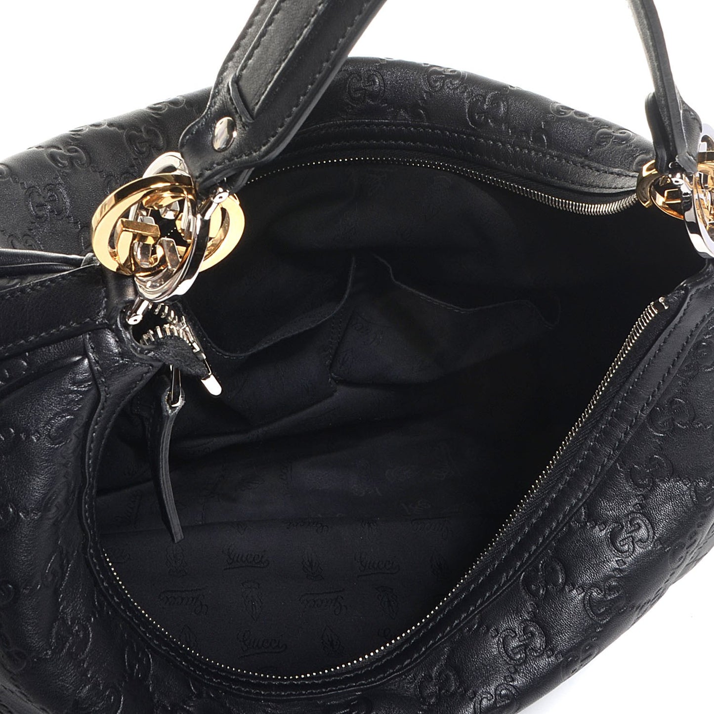 Guccissima Large GG Twins Hobo Black